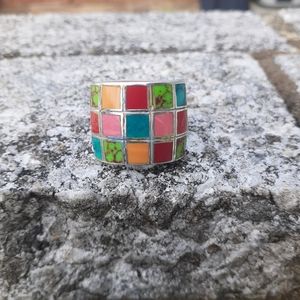 Multi Stone Square Ring